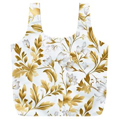 Flowers Gold Floral Full Print Recycle Bag (xxl) by Vaneshop