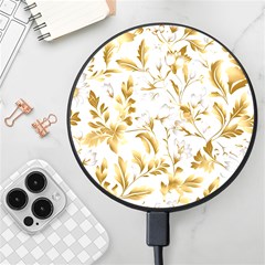 Flowers Gold Floral Wireless Fast Charger(black) by Vaneshop