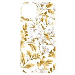 Flowers Gold Floral Iphone 14 Plus Black Uv Print Case by Vaneshop