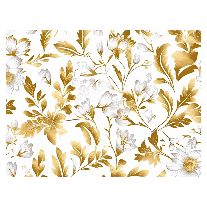 Flowers Gold Floral Two Sides Premium Plush Fleece Blanket (Extra Small)