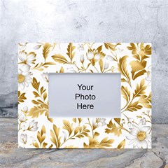 Flowers Gold Floral White Tabletop Photo Frame 4 x6  by Vaneshop