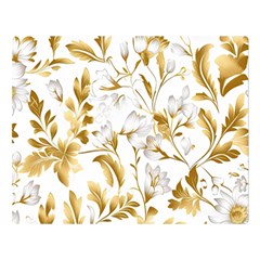 Flowers Gold Floral Premium Plush Fleece Blanket (large) by Vaneshop