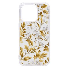 Flowers Gold Floral Iphone 14 Pro Tpu Uv Print Case by Vaneshop