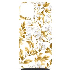 Flowers Gold Floral Iphone 14 Plus Black Uv Print Case by Vaneshop