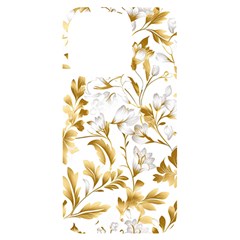 Flowers Gold Floral Iphone 14 Pro Black Uv Print Case