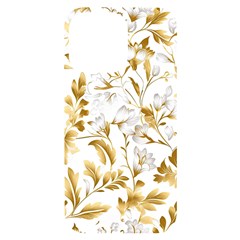 Flowers Gold Floral Iphone 14 Pro Max Black Uv Print Case by Vaneshop