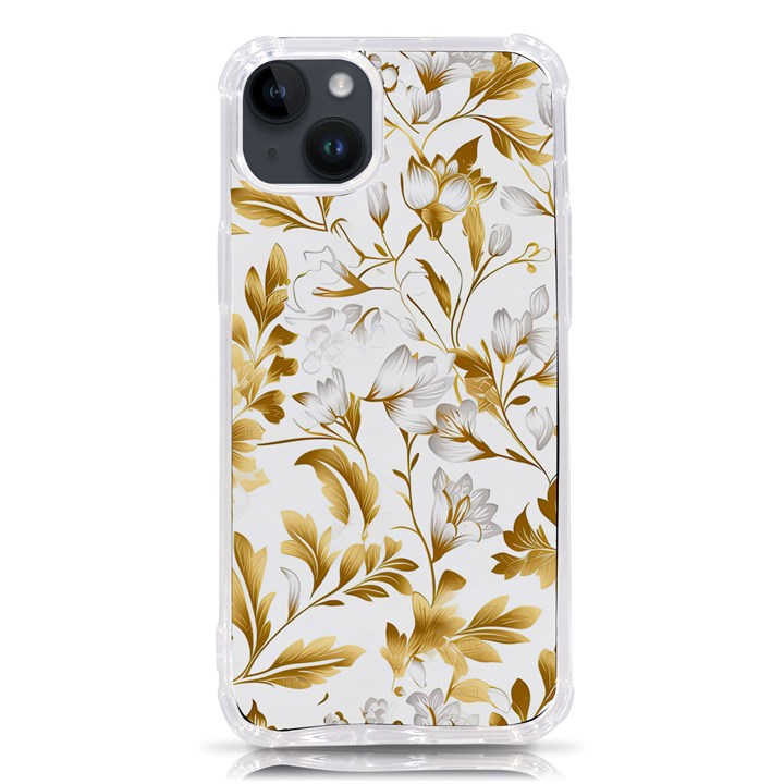 Flowers Gold Floral iPhone 14 Plus TPU UV Print Case