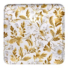 Flowers Gold Floral Square Glass Fridge Magnet (4 Pack) by Vaneshop