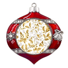 Flowers Gold Floral Metal Snowflake And Bell Red Ornament