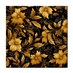 Flower Gold Floral Tile Coaster