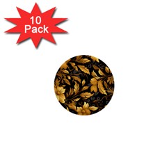 Flower Gold Floral 1  Mini Buttons (10 Pack)  by Vaneshop