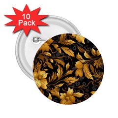 Flower Gold Floral 2 25  Buttons (10 Pack)  by Vaneshop