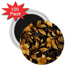 Flower Gold Floral 2 25  Magnets (100 Pack)  by Vaneshop