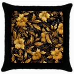 Flower Gold Floral Throw Pillow Case (Black) Front