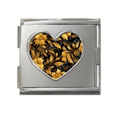 Flower Gold Floral Mega Link Heart Italian Charm (18mm) by Vaneshop