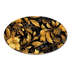 Flower Gold Floral Oval Magnet