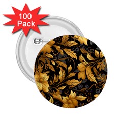 Flower Gold Floral 2 25  Buttons (100 Pack)  by Vaneshop