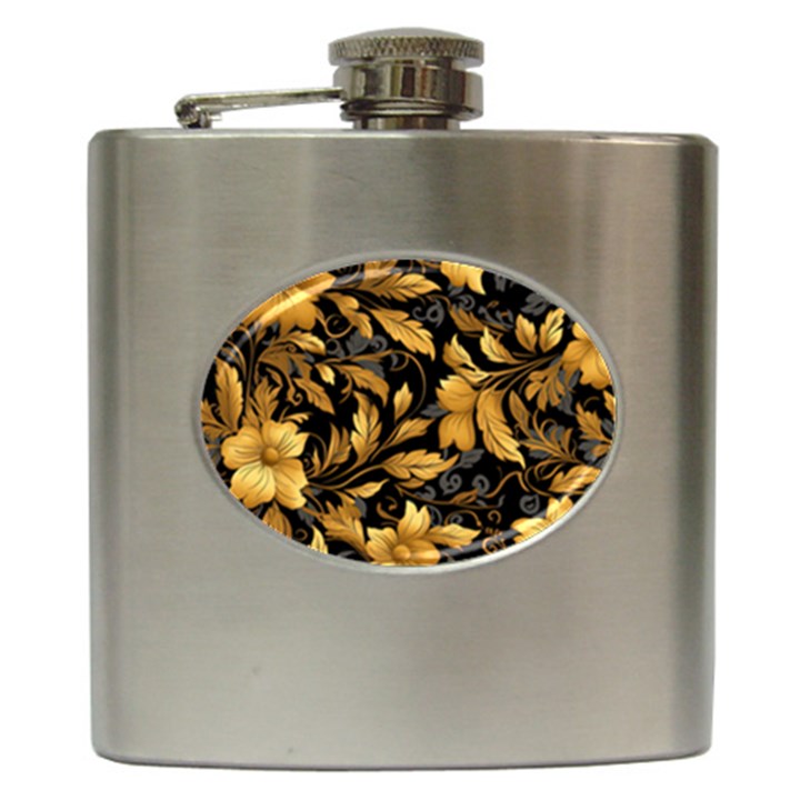 Flower Gold Floral Hip Flask (6 oz)