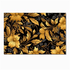 Flower Gold Floral Postcards 5  X 7  (pkg Of 10) by Vaneshop