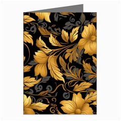 Flower Gold Floral Greeting Cards (pkg Of 8) by Vaneshop