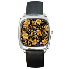 Flower Gold Floral Square Metal Watch by Vaneshop