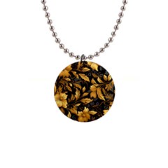 Flower Gold Floral 1  Button Necklace by Vaneshop