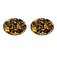 Flower Gold Floral Cufflinks (oval) by Vaneshop