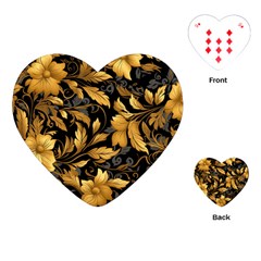 Flower Gold Floral Playing Cards Single Design (heart) by Vaneshop