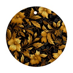 Flower Gold Floral Round Ornament (two Sides) by Vaneshop