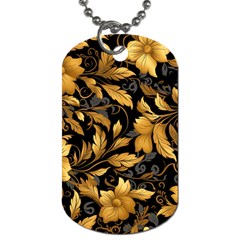 Flower Gold Floral Dog Tag (two Sides)