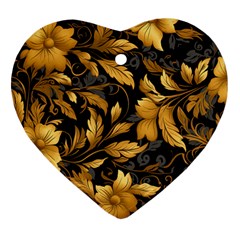 Flower Gold Floral Heart Ornament (two Sides) by Vaneshop