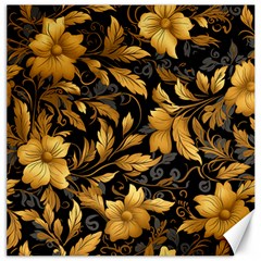 Flower Gold Floral Canvas 12  X 12  by Vaneshop