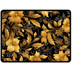 Flower Gold Floral Fleece Blanket (large) by Vaneshop