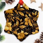 Flower Gold Floral Snowflake Ornament (Two Sides) Back