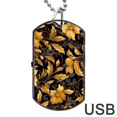 Flower Gold Floral Dog Tag Usb Flash (one Side) by Vaneshop