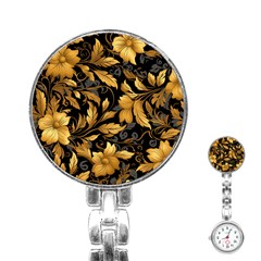 Flower Gold Floral Stainless Steel Nurses Watch by Vaneshop