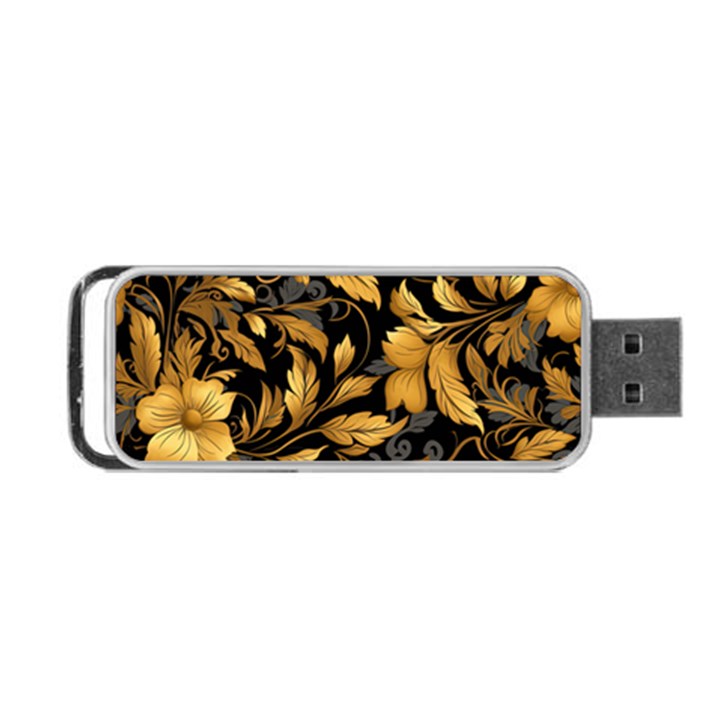 Flower Gold Floral Portable USB Flash (Two Sides)