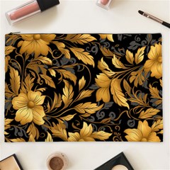 Flower Gold Floral Cosmetic Bag (xxl) by Vaneshop