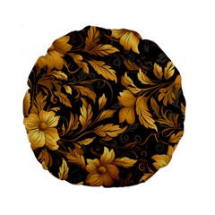 Flower Gold Floral Standard 15  Premium Round Cushions by Vaneshop