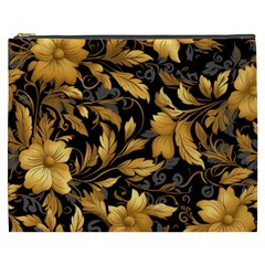 Flower Gold Floral Cosmetic Bag (xxxl) by Vaneshop