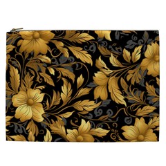 Flower Gold Floral Cosmetic Bag (xxl) by Vaneshop