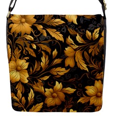 Flower Gold Floral Flap Closure Messenger Bag (s) by Vaneshop