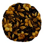 Flower Gold Floral Large 18  Premium Flano Round Cushions Front