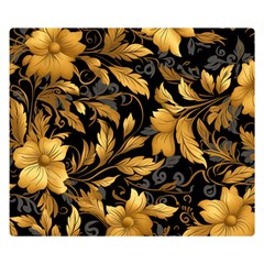 Flower Gold Floral Two Sides Premium Plush Fleece Blanket (small) by Vaneshop