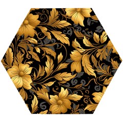 Flower Gold Floral Wooden Puzzle Hexagon by Vaneshop