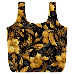 Flower Gold Floral Full Print Recycle Bag (xxl)