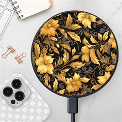 Flower Gold Floral Wireless Fast Charger(black) by Vaneshop