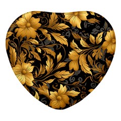 Flower Gold Floral Heart Glass Fridge Magnet (4 Pack) by Vaneshop