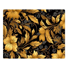 Flower Gold Floral Premium Plush Fleece Blanket (large) by Vaneshop