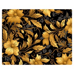 Flower Gold Floral Premium Plush Fleece Blanket (medium) by Vaneshop